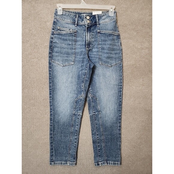 Sonoma Utility Jeans Womens 6 Blue Medium Wash Patch Pockets Stretch NEW - Picture 2 of 10